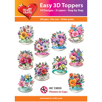 Hearty Crafts Flowers in Cups Die Cut Paper Tole