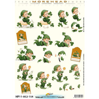 Leprechaun, Four Leaf Clover and Gold Coin Paper Tole