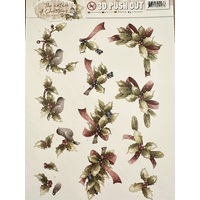 3D push out - Precious Marieke - The Nature of Christmas - Holly A4 Die Cut Paper Tole Decoupage