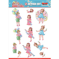 Bubbly Girls Party Time A4 Die Cut Paper Tole Decoupage