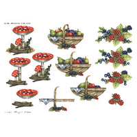 Toadstool, Fruit and Berries Paper Tole Sheet 