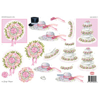 Wedding Bouquet, Hats and Cake Paper Tole