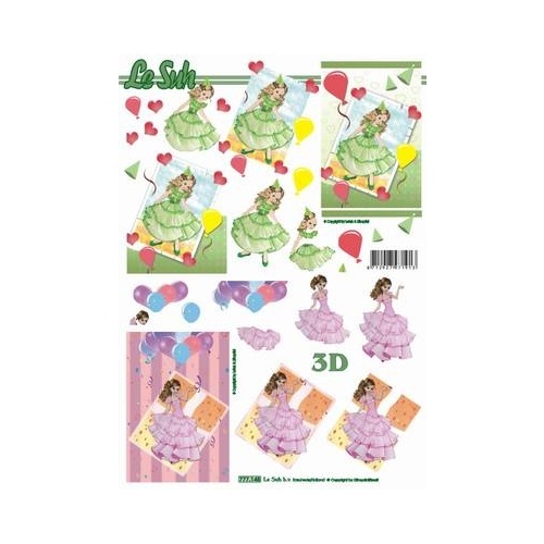 Girls in Party Dresses Paper Tole Sheet