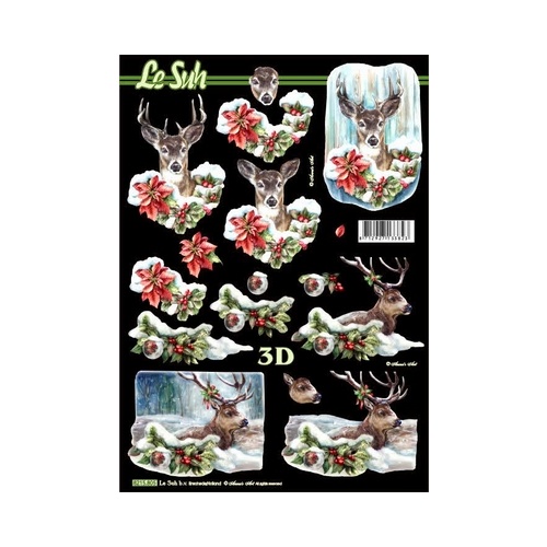 Snow Forest Reindeer Christmas Paper Tole