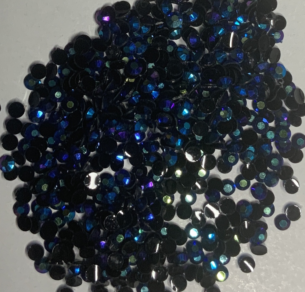 Round 3mm Flat Back Jelly AB Rhinestones x 1000 Black Blue