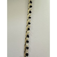 Woven Gold with Black & White bobble 8mm wide x 2mtrs Long