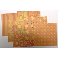 Bold Orange Double Sided 220gsm Patterned Card x 12