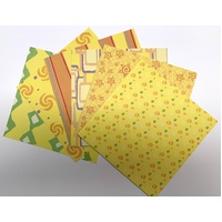 Bold Yellow Double Sided 220gsm Patterned Card x 12