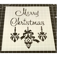 Merry Christmas Baubles Stencil 14.5cm Square