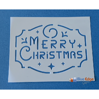 Merry Christmas Label Two Stencil Rectangle