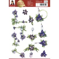 Merry & Bright Violet Florals Die Cut Paper Tole Decoupage Sheet