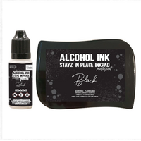 Jet Black Pearlescent Alcohol Ink pad with 12ml reinker