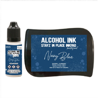 Navy Blue Pearlescent Alcohol Ink Pad with 12ml reinker