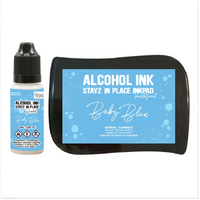 Baby Blue Pearlescent Alcohol Ink Pad with 12ml reinker