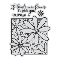 Stamp and Colour Outline Stamps - Friends & Flowers (4pc)
