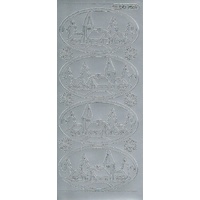 Christmas Village Scenes in Ovals SILVER