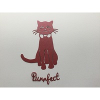 Die Cut Red Shimmer Cat Thomas & Purrfect Wording