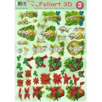 Christmas Poinsettias & Cherubs Mini Decoupage Paper Tole