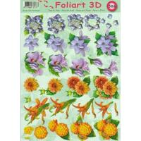 Purple, Blue & Orange Floral Decoupage/Paper Tole