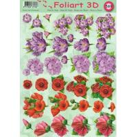 Purple & Pink Mini Floral Decoupage Paper Tole Sheet