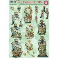 Oriental Statues Themed Paper Tole/Decoupage