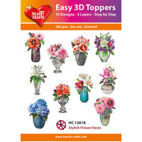 Hearty Crafts Stylish Flower Vases Die Cut Paper Tole