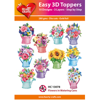 Hearty Crafts Flowers in Watering Cans Die Cut Paper Tole