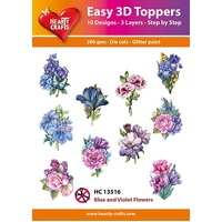 Hearty Crafts Blue & Violet Flowers Die Cut Paper Tole