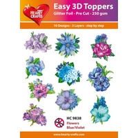 Hearty Crafts Blue & Violet Flowers Die Cut Paper Tole