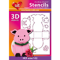 Hearty Crafts Pig 3D Stencil 20cm x 30cm