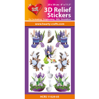 Easter Flowers, Candles & Rabbits 3D Relief Embossed Stickers