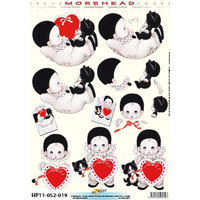 Black & White Babies & Red Hearts Paper Tole