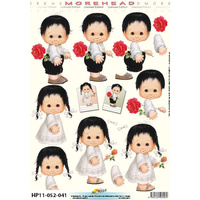 Boy & Girl Toddlers & Roses Paper Tole