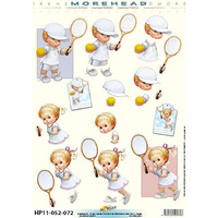 Tennis Playing Toddlers Paper Tole
