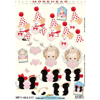 Clown, Penguin and Cherub Heart Paper Tole