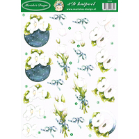 Pink, White & Blue Flowers Paper Tole Sheet