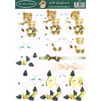 Bears, Chick & Ribbon Paper Tole Sheet