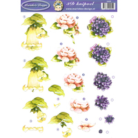 Yellow, Pink & Purple Flowers Paper Tole Sheet