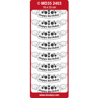 Happy Birthday Labels & Flowers Transparent SILVER