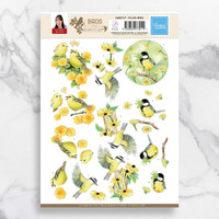 3D push out- Janine's Art - Yellowl Birds A4 Die Cut Paper Tole Decoupage