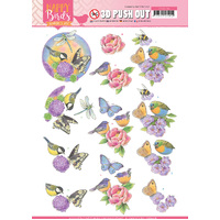Janines Art Happy Birds Pink Dance A4 Die Cut Paper Tole Decoupage