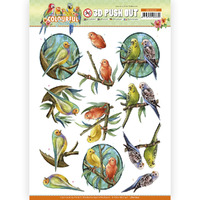Colourful Feathers Canary Paper Tole/ Decoupage Die Cut Sheet