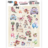 Push out Yvonne creations Wedding - Small Elements A A4 Die Cut Paper Tole Decoupage