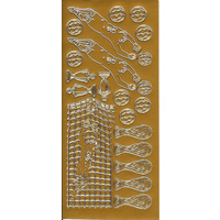 Soccer Goal and Trophies Sticker GOLD