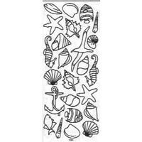 Sea Shell Sticker with Seahorse & Anchor SILVER