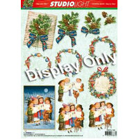 Christmas Carollers Holly & Wreaths Decoupage Paper Tole Sheet