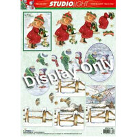 Christmas Village, Snowman & Child Decoupage Paper Tole Sheet
