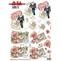 Le Suh Bride & Groom Wedding Outfits & Invite Die Cut Paper Tole