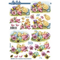 Easter Chicks & Pansies Paper Tole