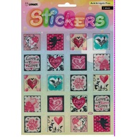 Hearts & Love in Squares with Silver Trim Stickers